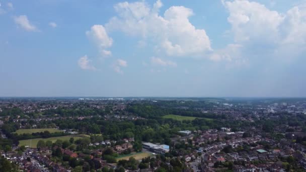 Flygfoto Över Bostads Distrikt Och Fastigheter Bostäder Luton Town England — Stockvideo