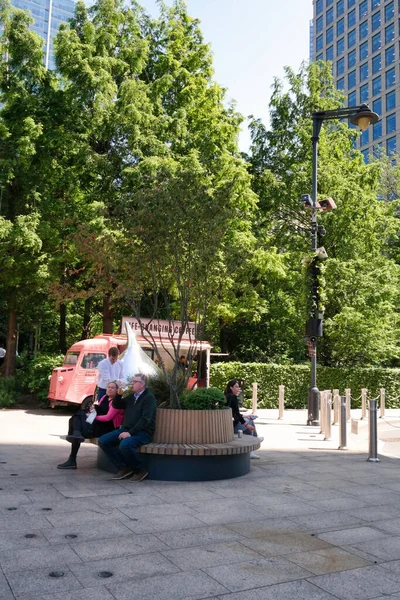 stock image London, England, United Kingdom - June 8, 2023: People at Canary Wharf in Central London 