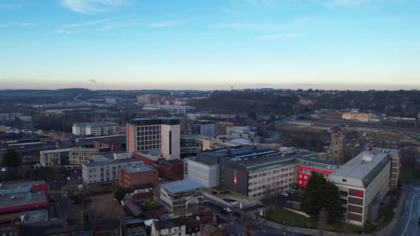 High Angle View Central Luton City Buildings Sunset Beautiful Footage — Vídeo de Stock