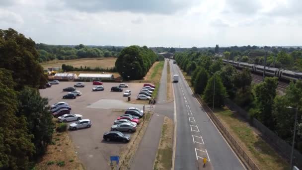 Aerial View British Town Centre Luton England Railway Station Train — Vídeo de Stock