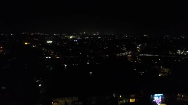 Beautiful Aerial Night British City — Stock Video