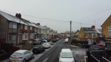 Yüksek Açı Şehir Manzarası ve İngiltere 'de Soğuk Bir Sabah Bulutları 