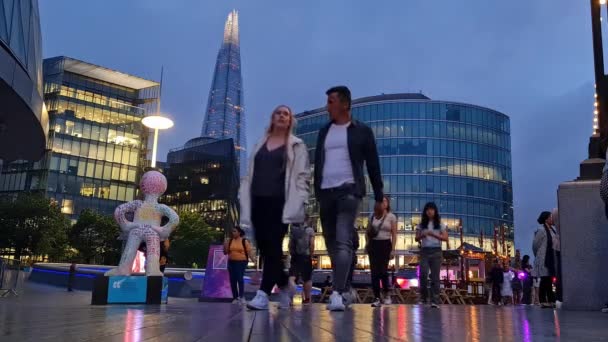 Erleuchtete Londoner Innenstadt Abend Aufgenommen Juni 2023 Abend — Stockvideo