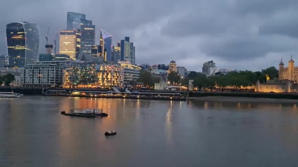 Verlichte Central London City Tijdens Avond Gevangen Juni 2023 Tijdens — Stockvideo