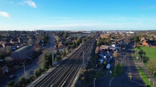 Bilder Tågspår Som Passerar Countryside Bedford City Filmen Togs Med — Stockvideo
