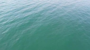 ENGLAND, BOURNEMOUTH - 18 AĞUSTOS 2022: Güzel Yüksek Açılı İnsanlar Sahilde Yüzüyor. Drone 'un görüntüsü İngiltere üzerindeki en sıcak günde çekildi. 