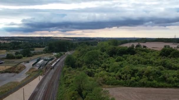 Filmación Aérea Del Ferrocarril British Luton Town England Filmación Fue — Vídeos de Stock