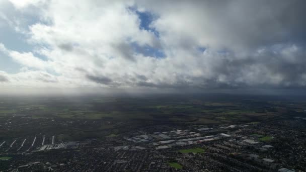 Imagini Unghi Înalt Ploaie Mișcare Rapidă Nori Furtună Peste Oraș — Videoclip de stoc
