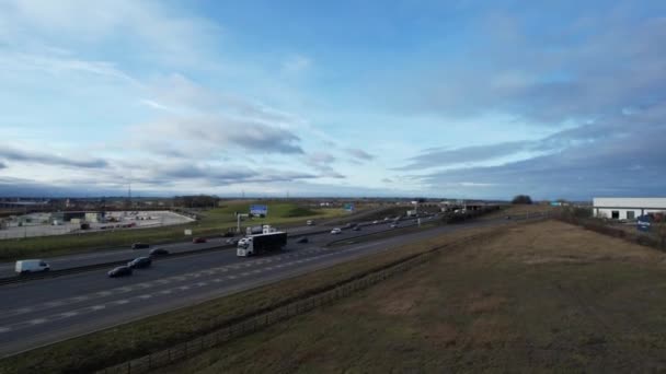 Splendido Filmato Aereo Delle Autostrade Britanniche Del Traffico Junction Luton — Video Stock