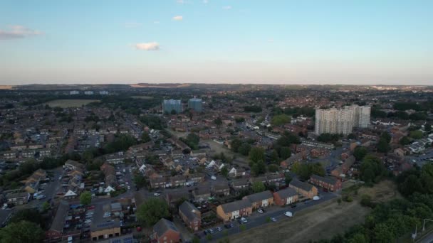 Beautiful Aerial View North Luton City England Sunset Time — Video
