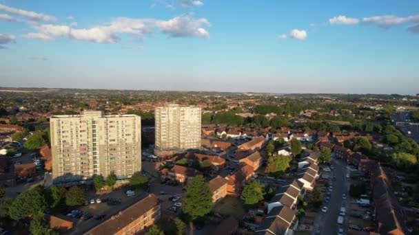 Beautiful Aerial View North Luton City England Sunset Time — Stockvideo