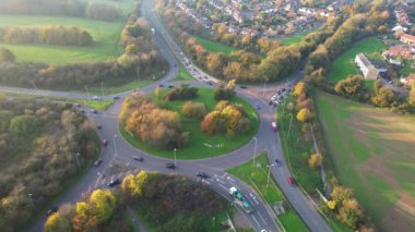 İngiltere 'nin St Albans kasabasında İngiliz Karayolları ve Trafik Hava Görüntüleri