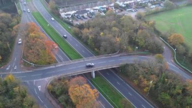 İngiltere 'nin St Albans kasabasında İngiliz Karayolları ve Trafik Hava Görüntüleri