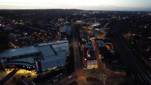 Time Lapse Aerial Footage British City Illuminated Roads Traffic Filmación — Vídeos de Stock