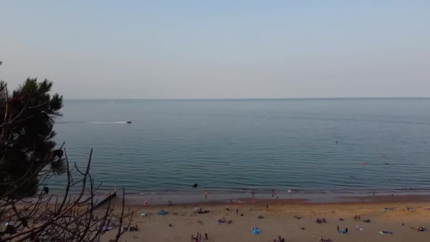 Lento Movimento Aéreo Bonito Praia Bournemouth City Pessoas Estão Desfrutando — Vídeo de Stock
