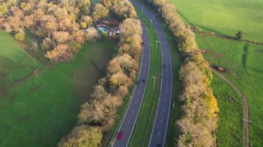 İngiltere 'nin St Albans kasabasında İngiliz Karayolları ve Trafik Hava Görüntüleri