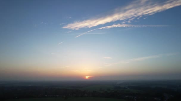 Vysoký Úhel Pohledu Britskou Krajinu Během Krásného Západu Slunce Záběry — Stock video