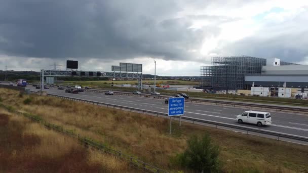 High Angle Footage British Motorways Junction 11A Traffic Des Images — Video