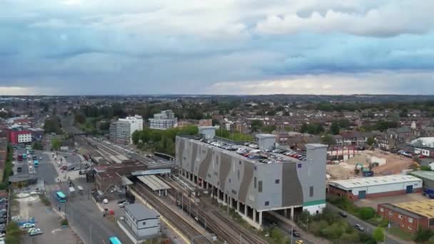 Flygbilder Norra Luton Från Central Railway Station Luton Town England — Stockvideo