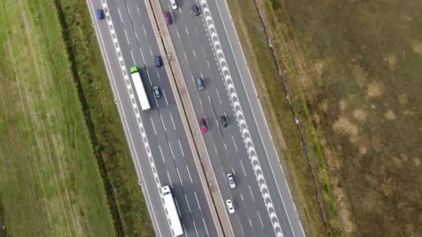 Imágenes Alto Ángulo Las Autopistas Británicas Junction 11A Traffic Filmación — Vídeo de stock