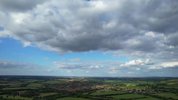 Luton Landscape England High Angle View Dramatical Clouds Sharpenhoe Clappers — 图库视频影像