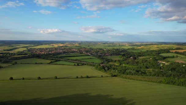 High Angle View British Countryside Landscape Beautiful Sunset Filmagem Foi — Vídeo de Stock