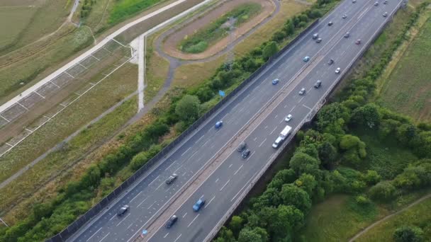 High Angle Footage British Motorways Traffic London Luton City England — Video