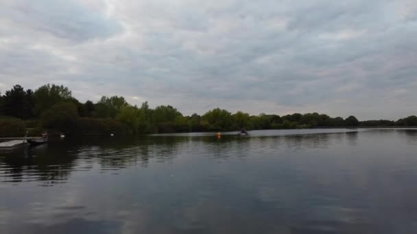 Nagranie Caldecotte Lake Parku Publicznego Milton Keynes Anglii Nagranie Zostało — Wideo stockowe