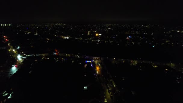 英国城市上空美丽的空中夜晚 — 图库视频影像