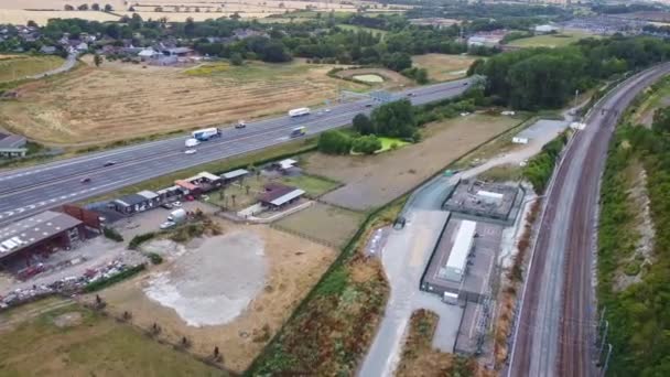 Aerial Footage British Motorways Traffic Junction 11A Luton City England — Vídeos de Stock