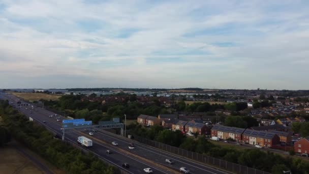 High Angle Footage British Motorways Traffic London Luton City England — Vídeo de Stock