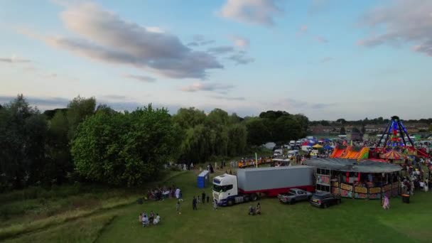High Angle Footage Public Funfair Held Lewsey Public Park Luton — стокове відео