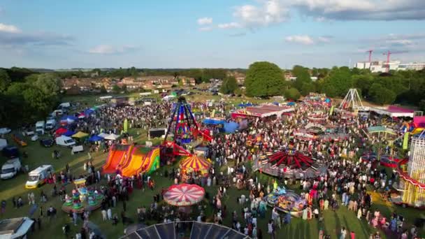 High Angle Footage Public Funfair Held Lewsey Public Park Luton — 비디오