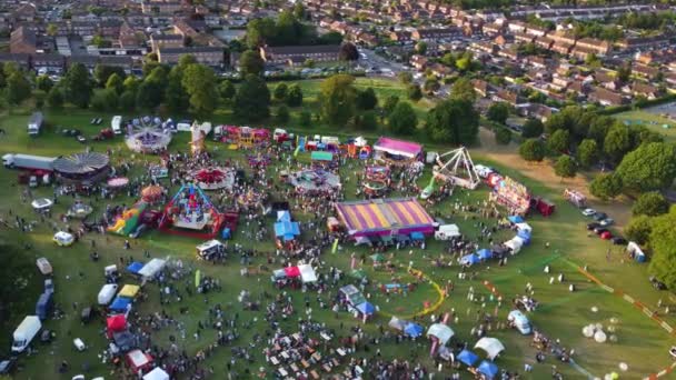 High Angle Footage Public Funfair Held Lewsey Public Park Luton — 비디오