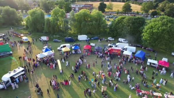 High Angle Footage Public Funfair Celebrado Lewsey Public Park Luton — Vídeos de Stock