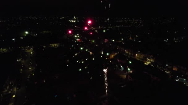 High Angle Footage Live Fireworks Wedding Home Luton City England — Stock videók