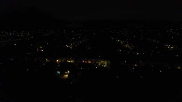 Högvinkelfilm Centrala Luton City England Natten Belyst Centrum Tillfångatogs Med — Stockvideo