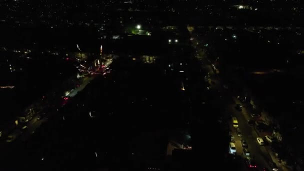 High Angle Footage Live Fireworks Wedding Home Luton City England — Video