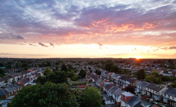 Luton England Großbritannien Juli 2023 Luftaufnahme Von Orange Sunset View — Stockfoto