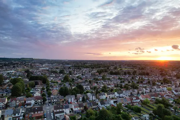 Luton England Großbritannien Juli 2023 Luftaufnahme Von Orange Sunset View — Stockfoto