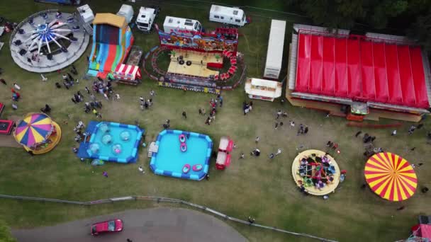 High Angle Footage Public Funfair Held Wardown Public Park Luton — Stock Video