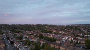 Luton, England, UK - July 3, 2023: Aerial View of Luton Town at Sunset and Gorgeous Sky with Colourful Clouds. Image Was Captured with Drone's Camera on July 3rd, 2023