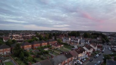 Luton, England, UK - July 3, 2023: Aerial View of Luton Town at Sunset and Gorgeous Sky with Colourful Clouds. Image Was Captured with Drone's Camera on July 3rd, 2023