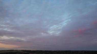 Luton, England, UK - July 3, 2023: Aerial View of Luton Town at Sunset and Gorgeous Sky with Colourful Clouds. Image Was Captured with Drone's Camera on July 3rd, 2023