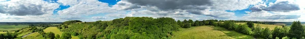 Panoráma High Angle Kilátás Brit Vidéki Tájra Gyönyörű Naplemente Alatt — Stock Fotó