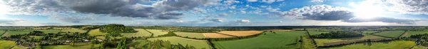 Vista Panorámica Alto Ángulo Del Paisaje Campiña Británica Durante Hermosa —  Fotos de Stock