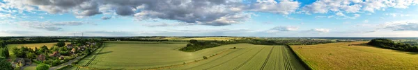 Panoramautsikt Över Den Brittiska Landsbygden Den Vackra Solnedgången Filmen Togs — Stockfoto