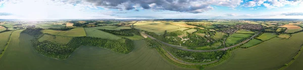 Panoramatický Vysoký Úhel Pohledu Britskou Krajinu Během Krásného Západu Slunce — Stock fotografie