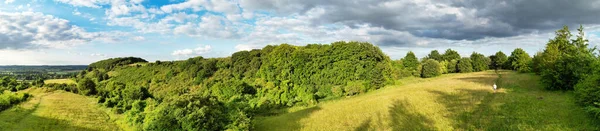 Panoramisch Uitzicht Hoge Hoek Van Het Britse Platteland Tijdens Prachtige — Stockfoto