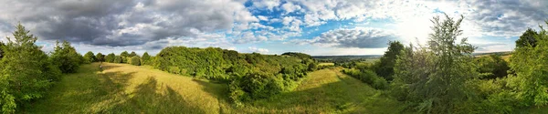 Panoramisch Uitzicht Hoge Hoek Van Het Britse Platteland Tijdens Prachtige — Stockfoto